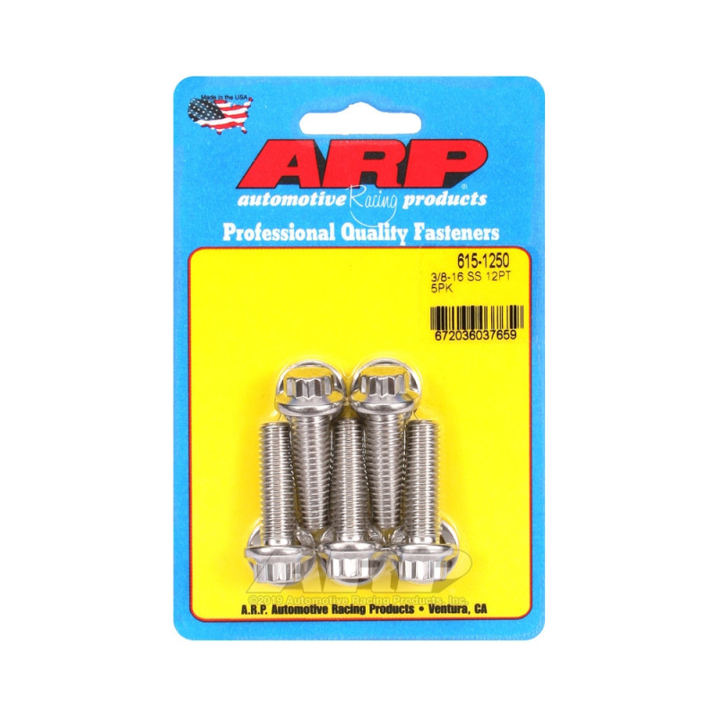 Șuruburi și piulițe universale ARP cu cap STD 3/8-16 – Oțel inoxidabil, 12 puncte x 5 - ARP-615-1250 - 615-1250 - 3666618191355